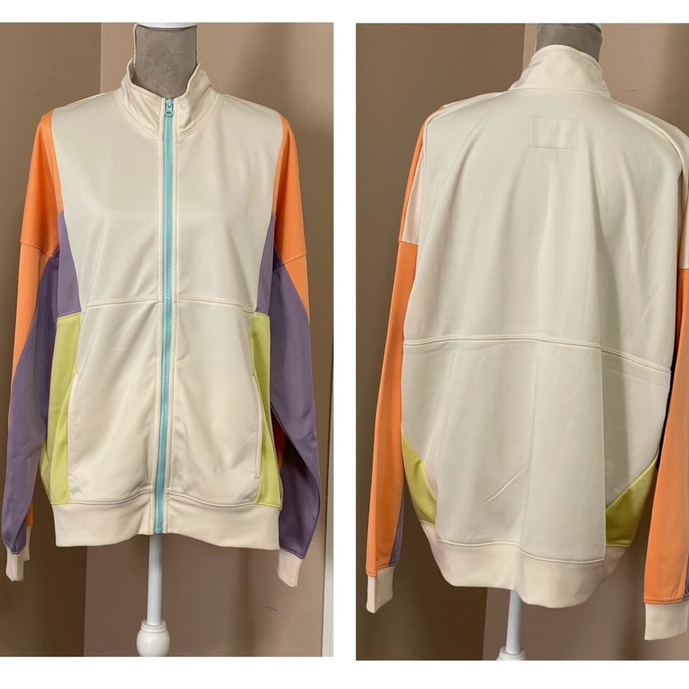 New Spirit jersey color block  Oversized track jacket size large MSRP $120